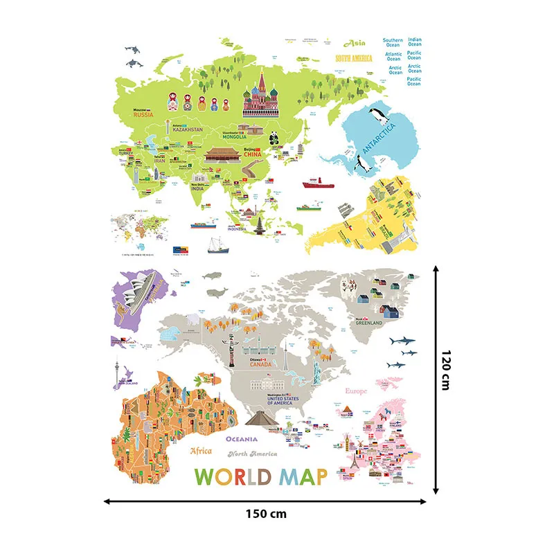 Stickers - Carte du monde géante pour enfants-2