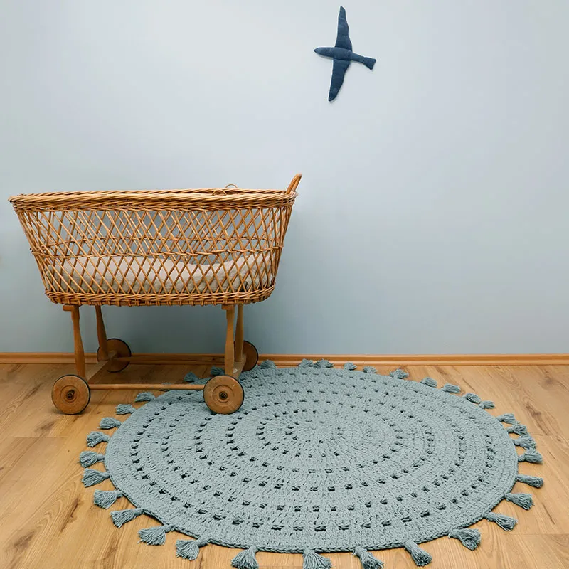 Tapis Coton Nila Vert pâle - ø120cm-1