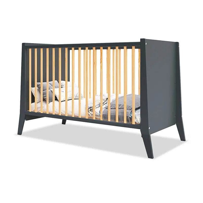 Lit Bébé évolutif Timeo Gris/Bois - 60x120cm-2