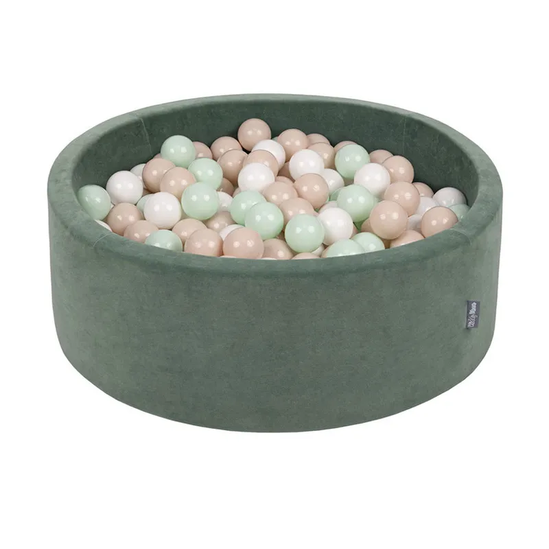 Piscine balles Velours Vert/Beige + 200b. - 90x30cm-0