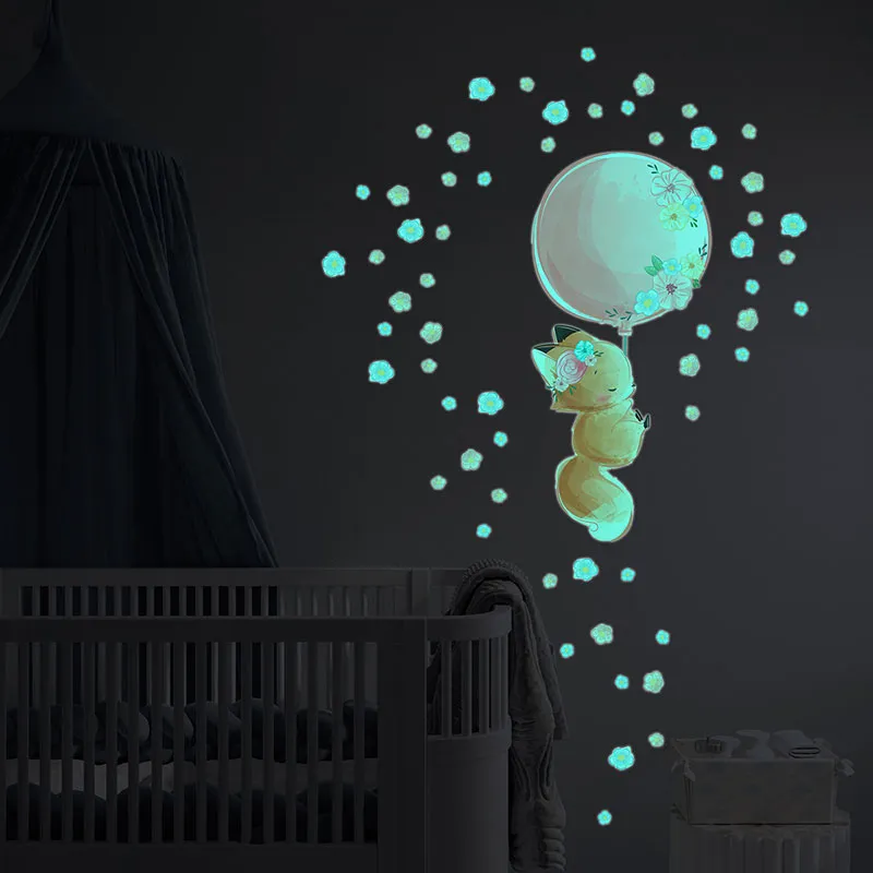 Stickers Phospho. - Renard et son ballon + 60 fleurs-1