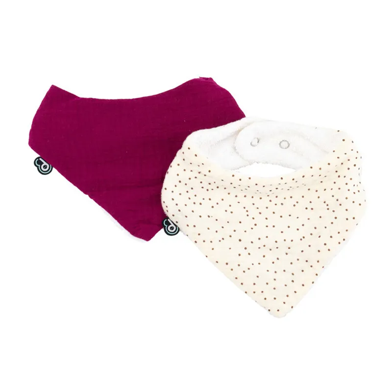 2 Bavoirs bandana Mousseline Grenadine/Pois-0