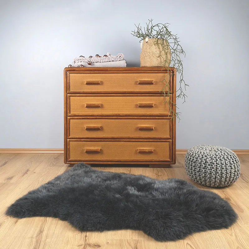 Tapis peau de mouton Douchka Gris - 67x100cm-1