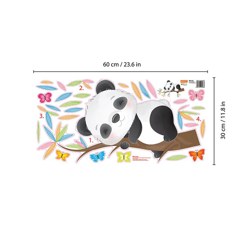Stickers - Panda endormi sur branche d'arbre-2