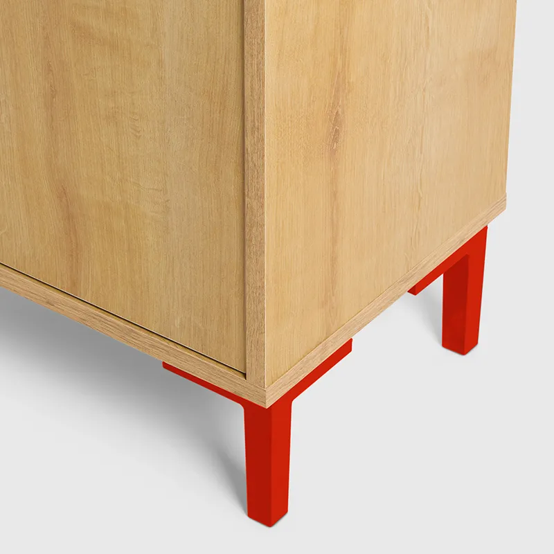 Table de chevet Rouge/Bois - 65x30x40cm-3
