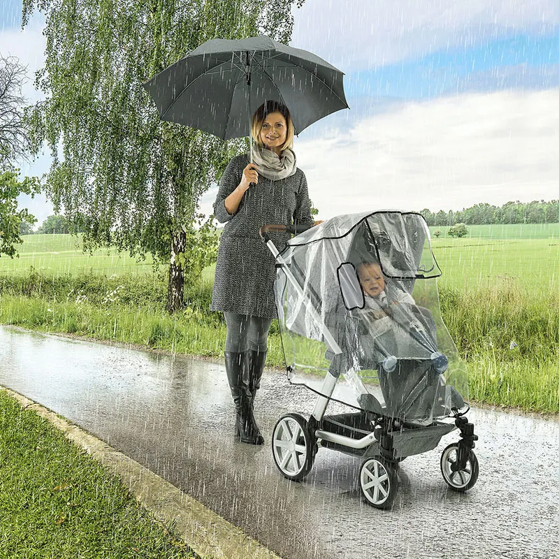 Protection pluie poussette Peva XL - Transparent-5
