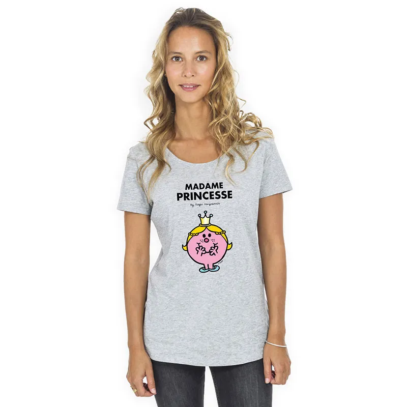 T-shirt Femme Madame princesse BIO - Gris chiné-0