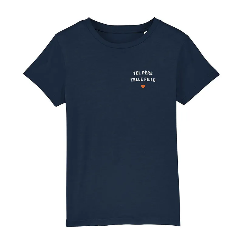 T-shirt Fille Tel père telle fille coeur BIO - Navy-0