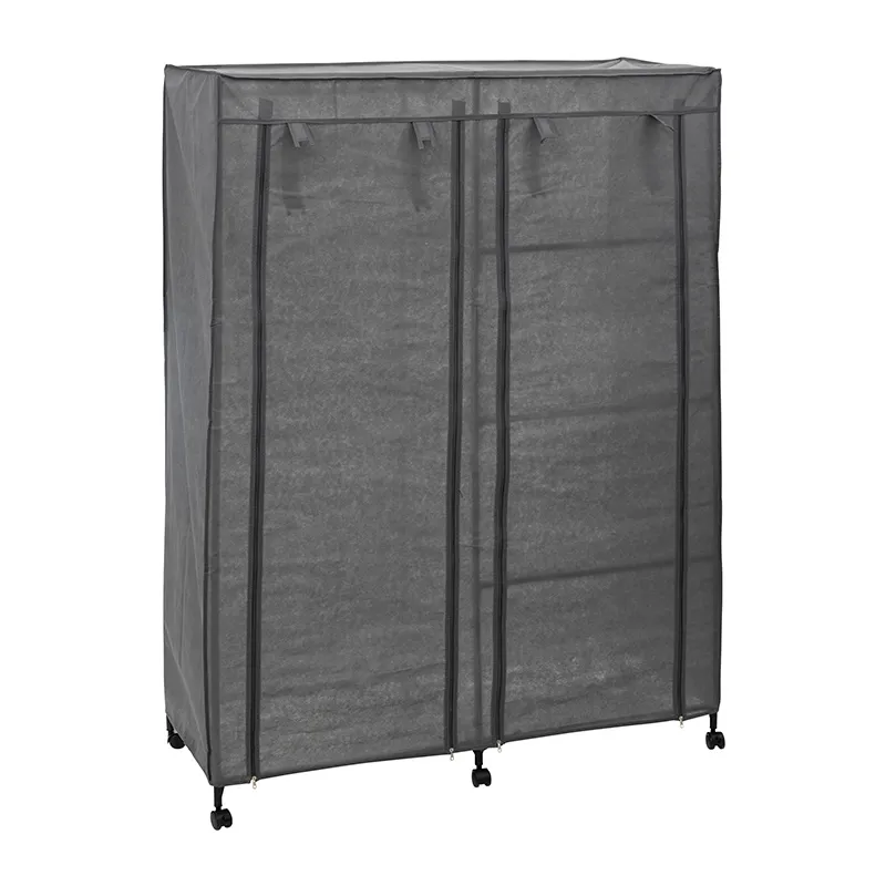 Armoire penderie & étagères sur roulettes Gris - 120x50x168cm-5