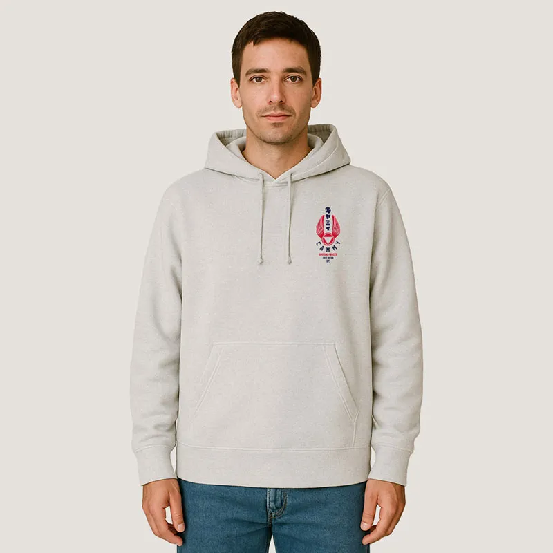 Hoodie Homme Street fighter Special forces cœur - Blanc chiné-0