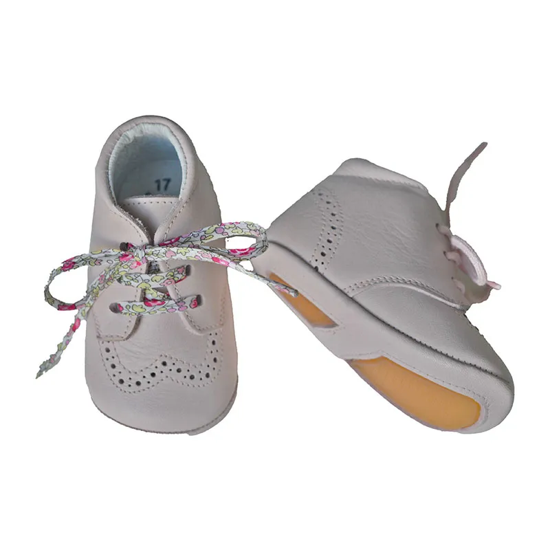 Chaussons bébé SOUPLES antidérapants Mini-Adonis - Cuir Rose pâle-1