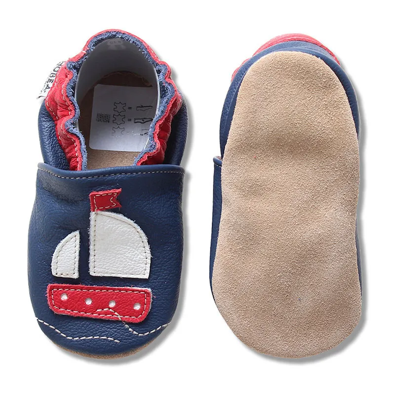 Chaussons cuir Bateau - Marine-1