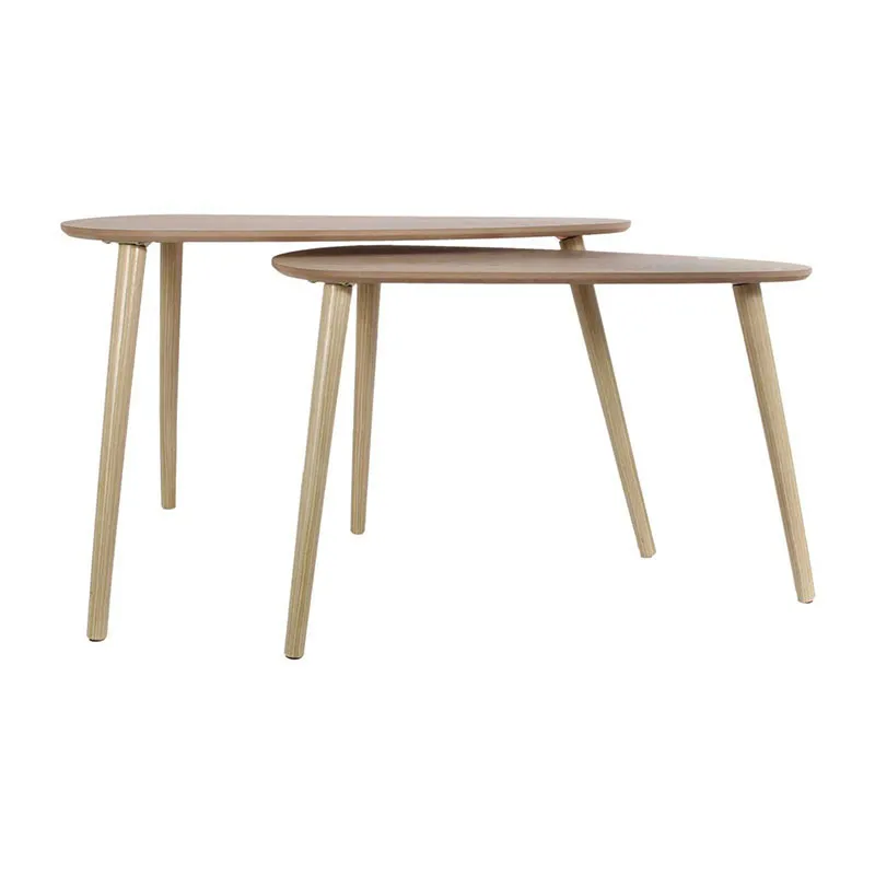 2 Tables gigognes Galet Bois Beige - 40/45cm-1