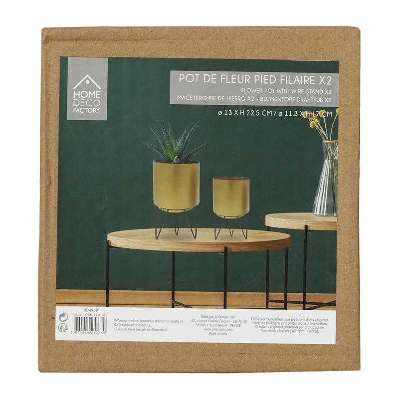 2 Pots de fleur pieds filaires - 13/11cm-3