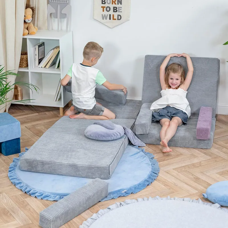 Fauteuil couvertible pour enfant Gris - 70x55x30cm-1