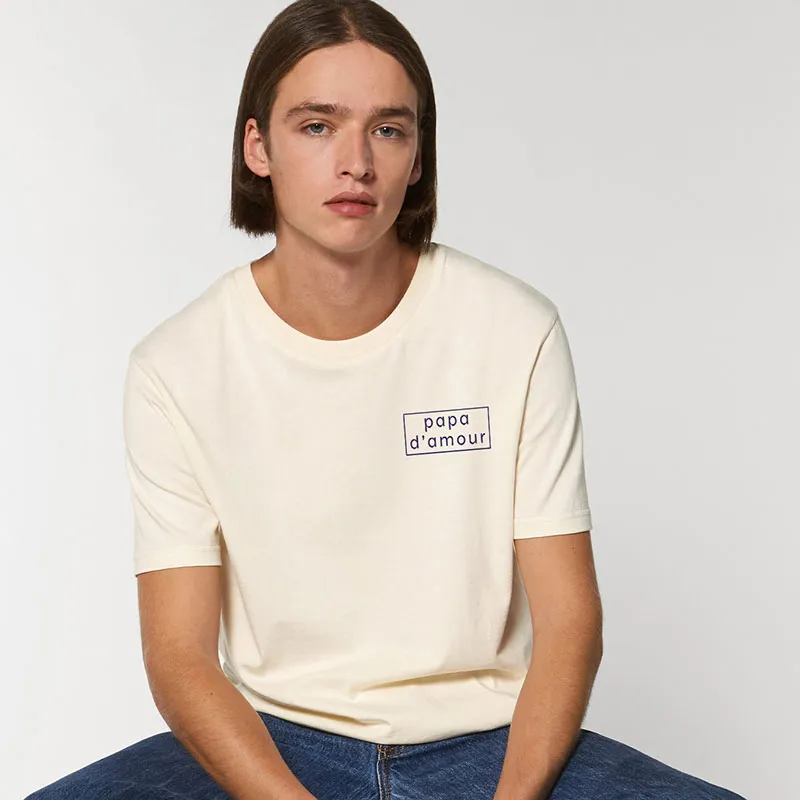 T-shirt Homme Papa d'amour cadre BIO - Natural Raw-0