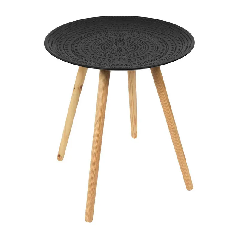 Table gigogne Ronde Noir - 49,5x49,5x42,5cm-2