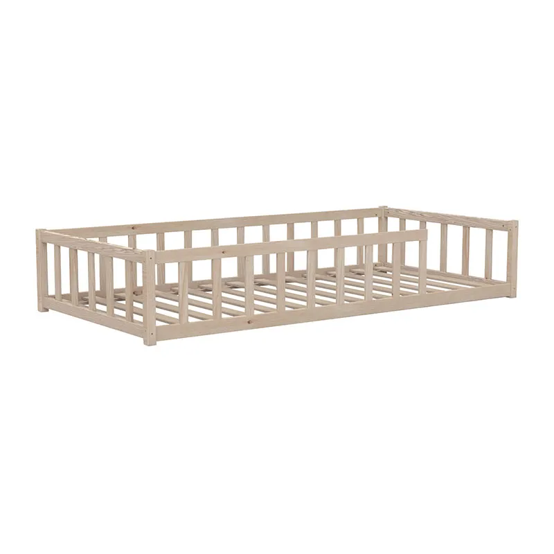 Lit Nino avec barrière + Sommier Naturel-1