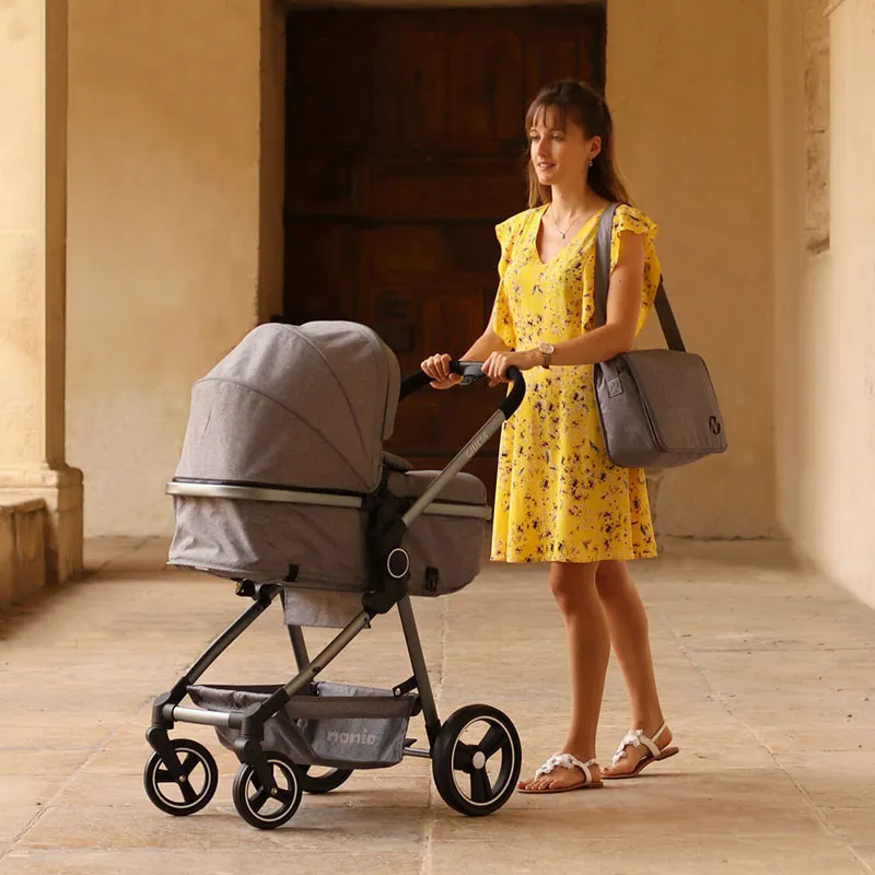 Duo Poussette transformable Giulia + Siège-auto Gr.0+ Beone +Sac à langer+Habillage pluie - Gris-9