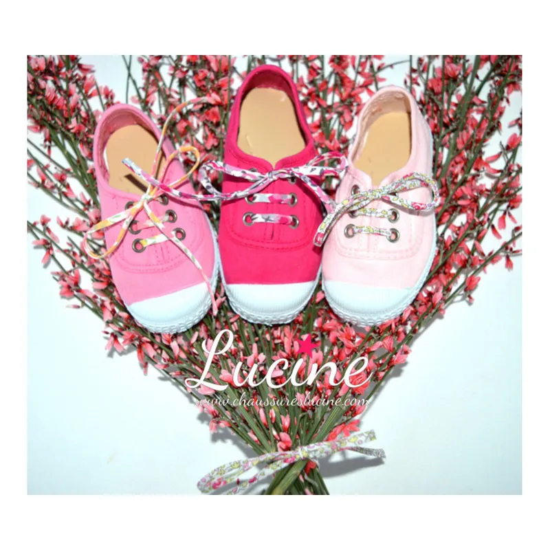Chaussures baskets tennis en TOILES à lacets et élastiques - Rose pâle-1