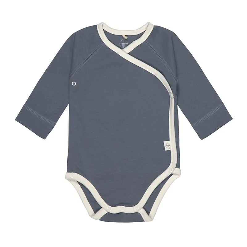 2 bodies ML Coton BIO Ouverture devant - Bleu/Olive-1