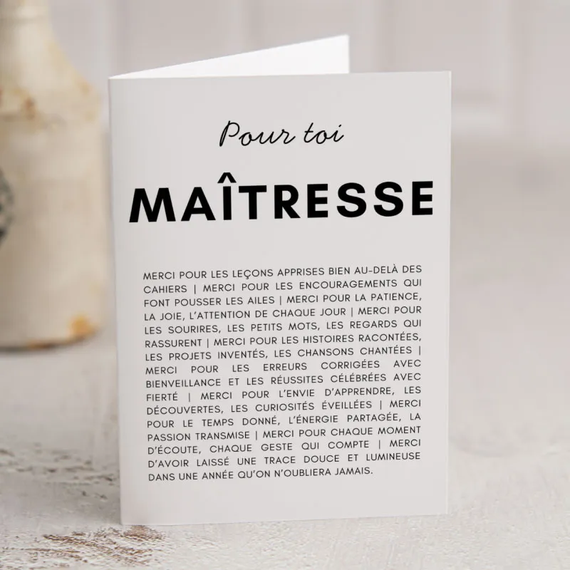 Carte Merci Maîtresse + enveloppe blanche-0
