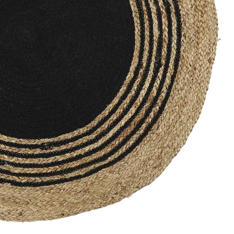 Tapis rond Coton & Jute Noir - ø90cm-2