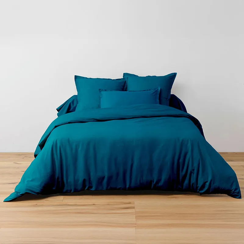 Parure de drap 3pcs Coton Bleu canard-0