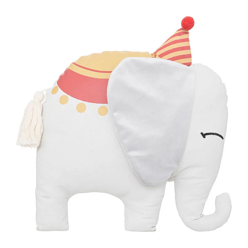 Coussin Circus éléphant Blanc - 38x10x42cm-0
