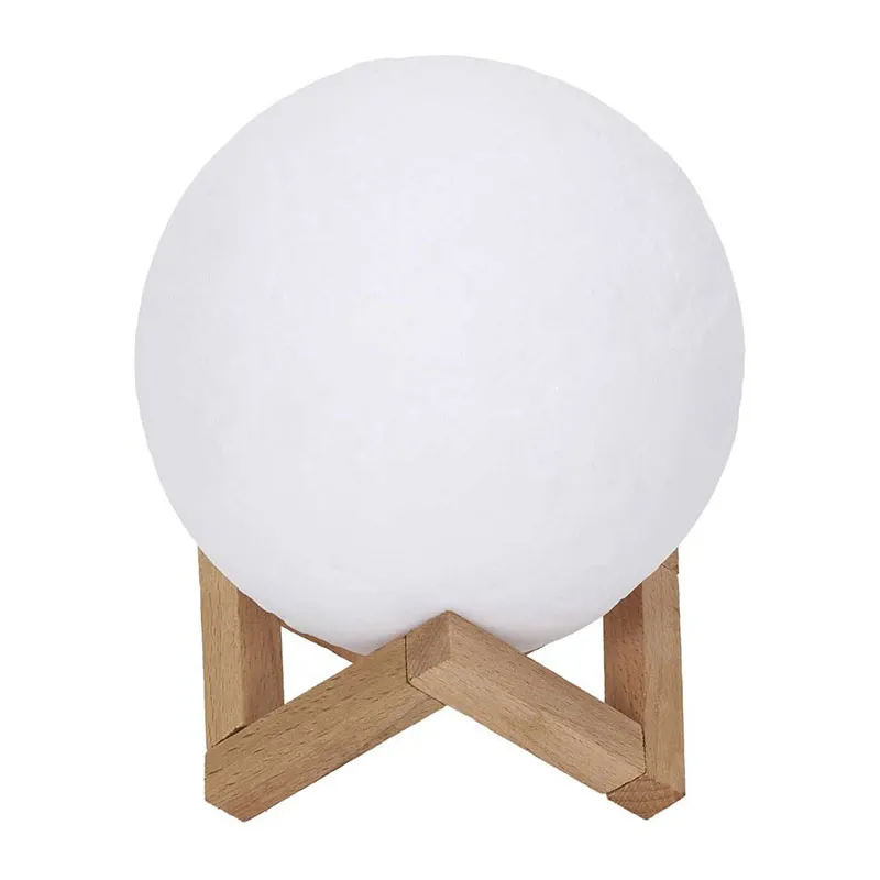 Lampe tactile Lune Blanc/Bois - Ø15cm-2