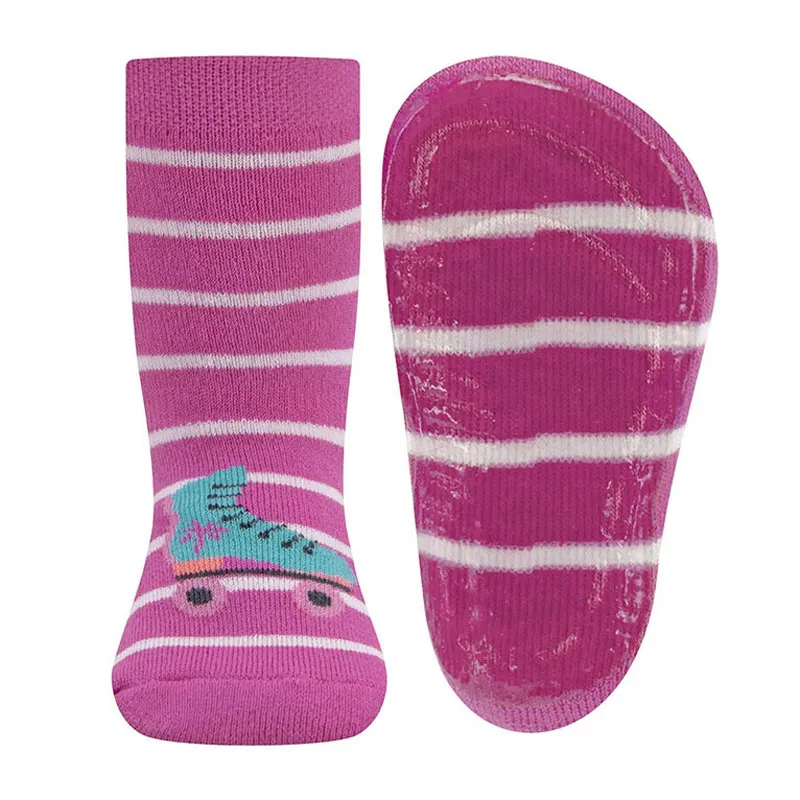 Chaussettes antidér. Patin - Fuchsia/Turquoise-0