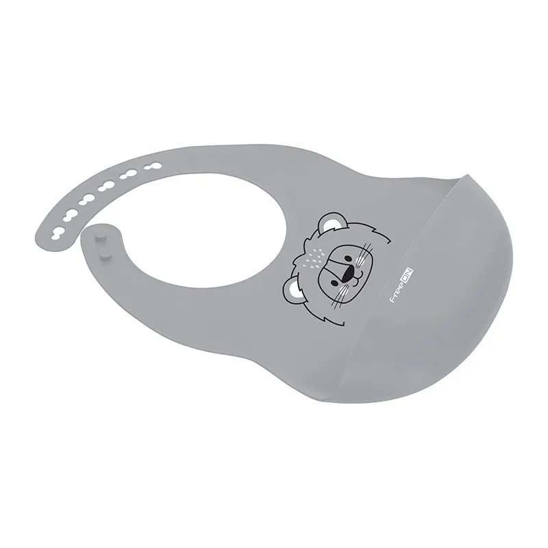 Bavoir récupérateur en Silicone Lion Grey - 6m+-1