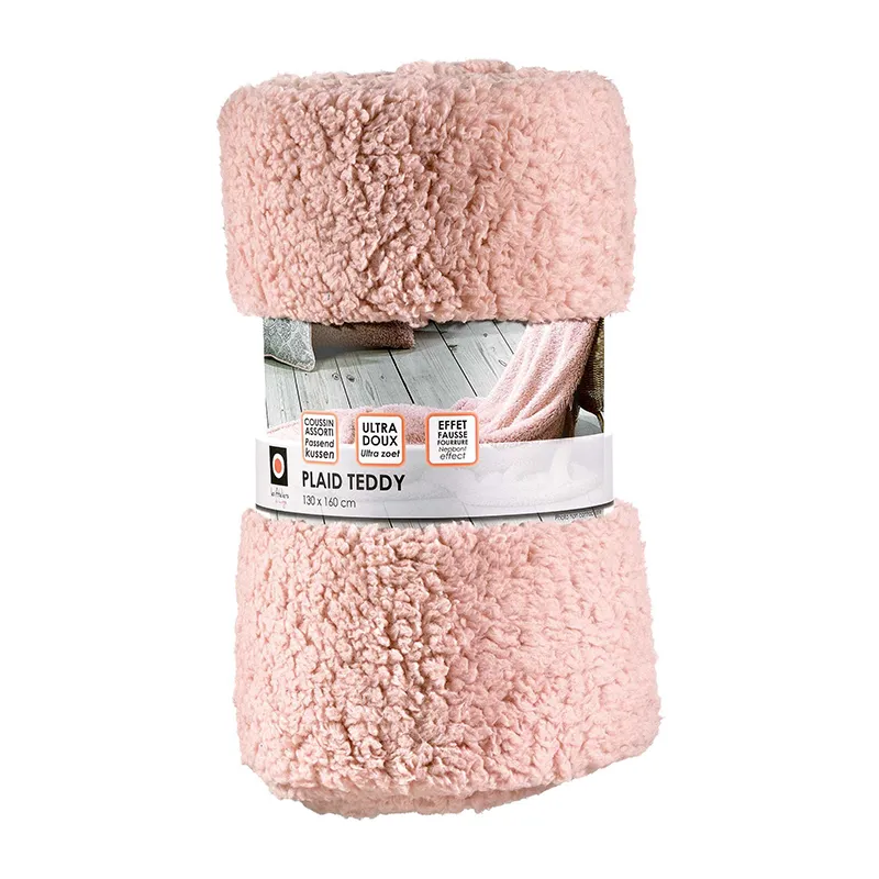 Plaid fausse fourrure Teddy Blush - 160x130cm-0