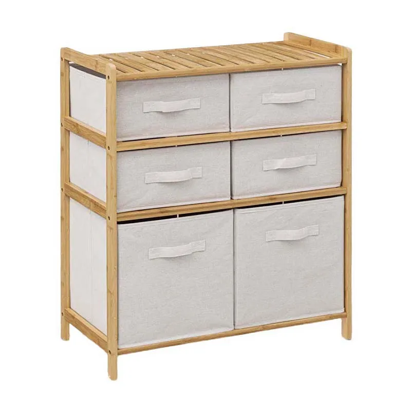 Étagère double 6 tiroirs Blanc - 66x33x75,5cm-0