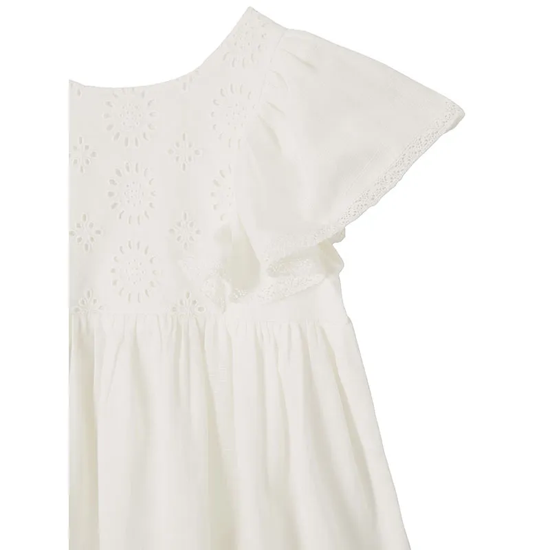 Robe de cérémonie détails broderie anglaise fille - Écru-3