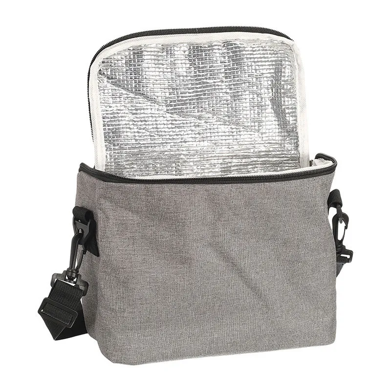 Lunch bag zippé Gris/Noir/Camel - 25,4x20,3x12,7cm-3