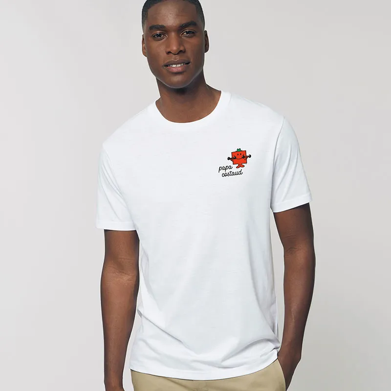T-shirt Homme Papa costaud coeur BIO - Blanc-0