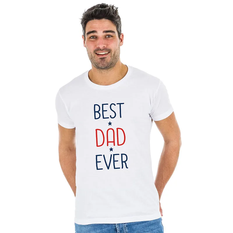 T-shirt Homme Best dad ever BIO - Blanc-0