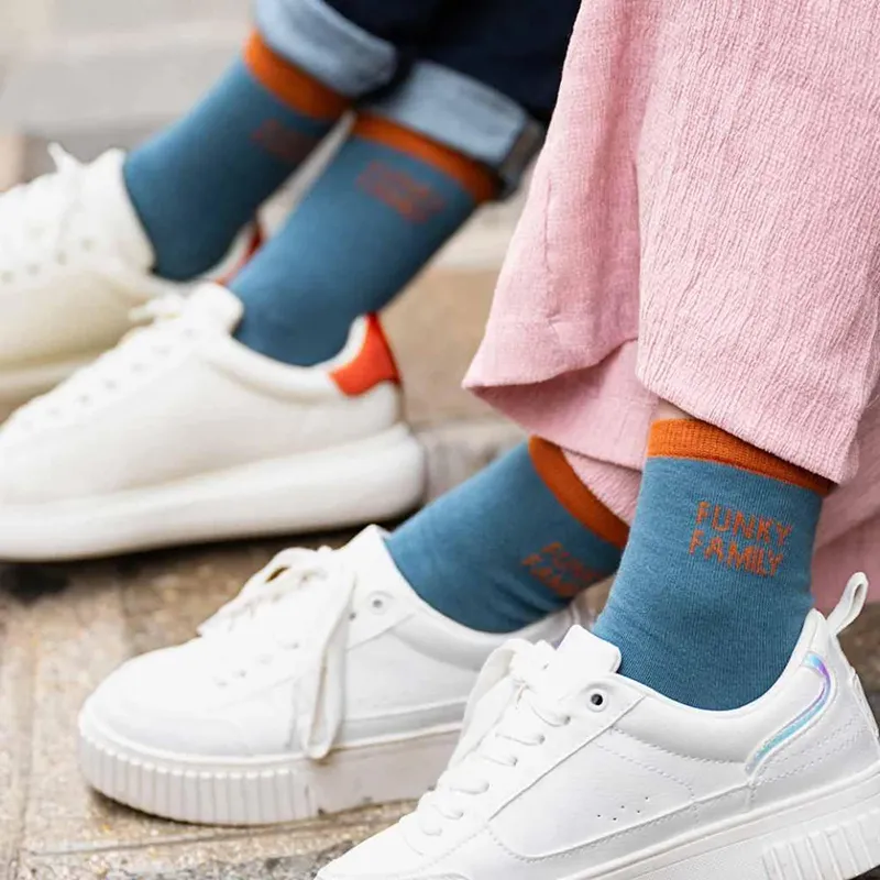 Duo Chaussettes Enfant/Homme Funky Family - Bleu-4
