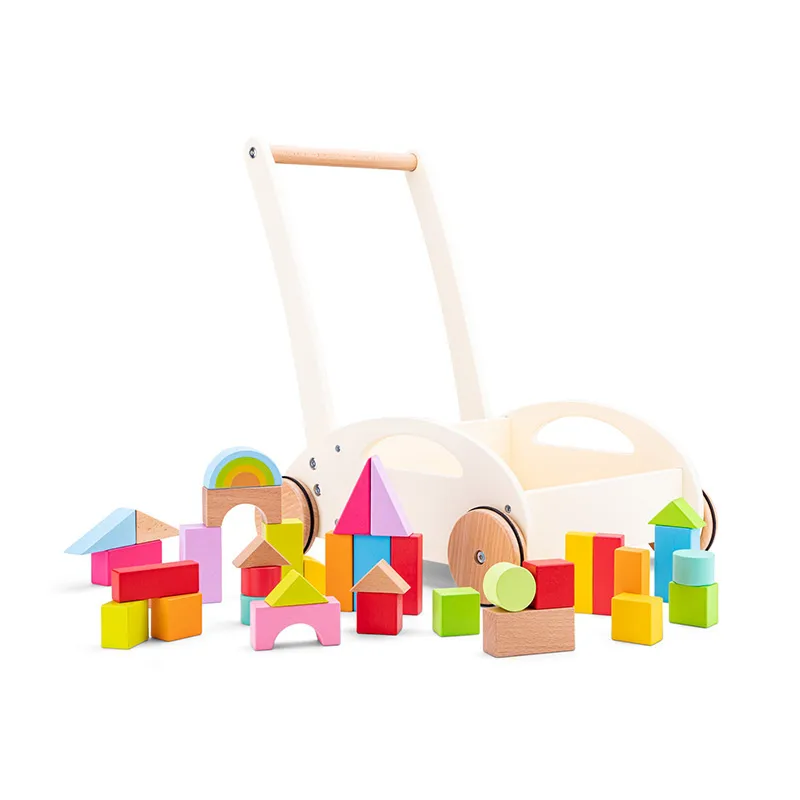 Chariot à pousser avec blocs 30pcs - 12m+-4