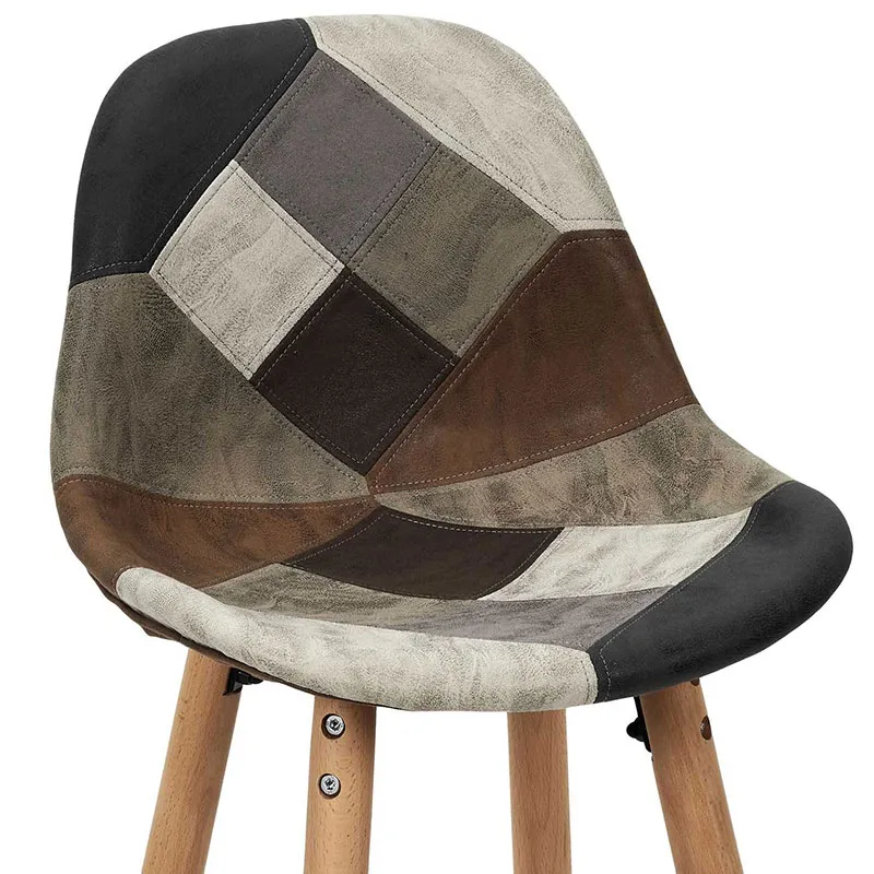 2 Tabourets de bar Patchwork Marron - 92,5x39x45cm-3