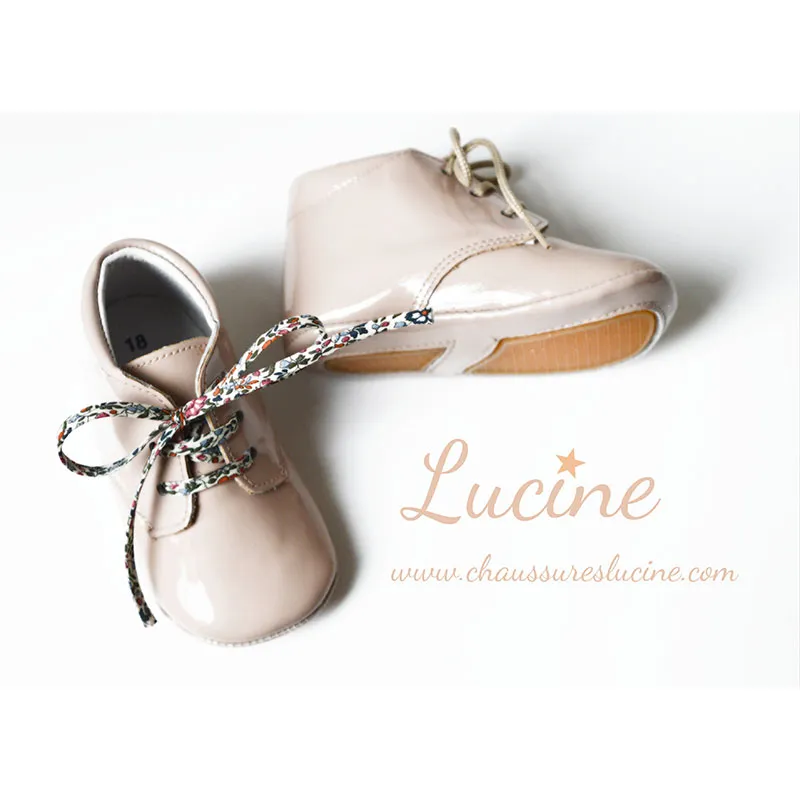 Chaussons bébé SOUPLES antidérapants Mini-Arthur - Cuir vernis Rose Nude-3