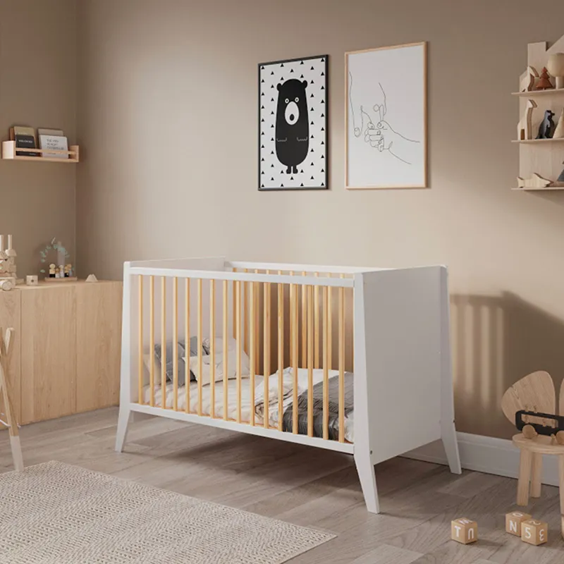 Lit Bébé évolutif Timeo Bois/Blanc - 60x120cm-0