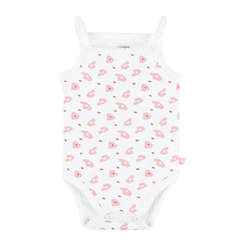 Body SM Léopard BIO - Corail/Blanc-1