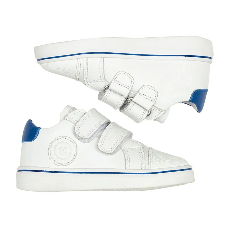Baskets à scratch Basile Cuir - Blanc/Bleu-2
