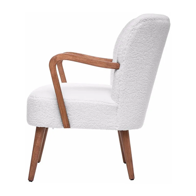 Fauteuil Bois/Blanc à bouclettes Wild - 62,5x71x79cm-6