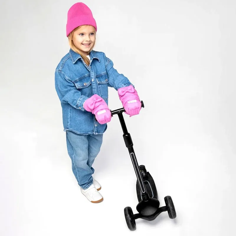 Moufles Enfant Bows avec attaches pour vélo/trottinettes - Hot Pink-3