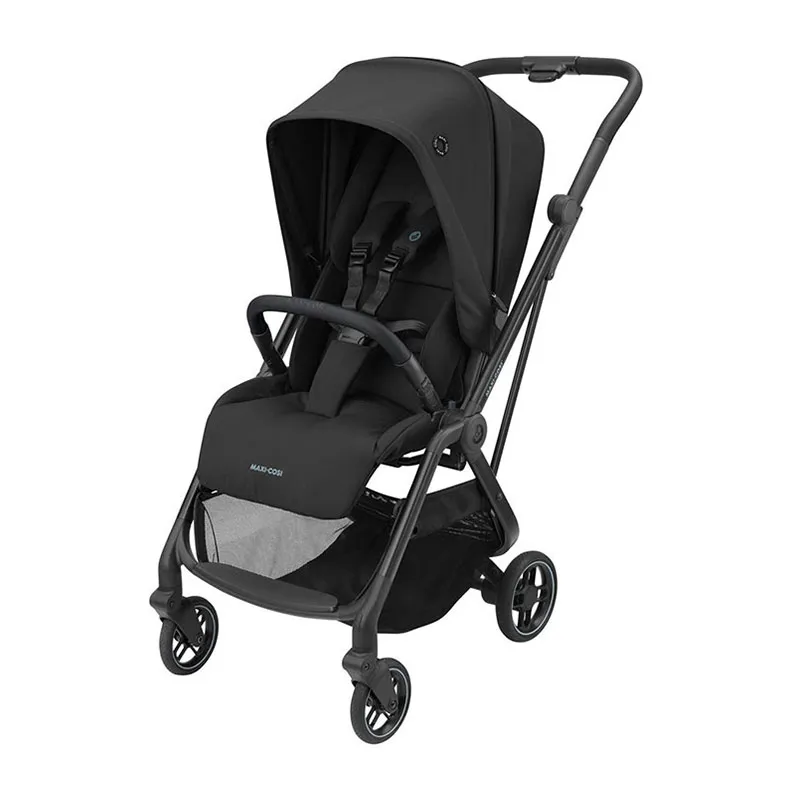 Trio Poussette Compacte Leona + Cosi Cabriofix + Nacelle Oria + Base Isofix + Adaptateurs Noir - 0m+-1