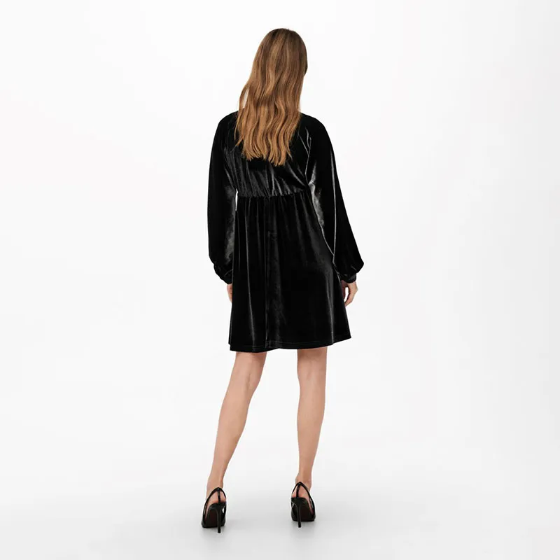 Robe de grossesse velours Esme - Noir-6