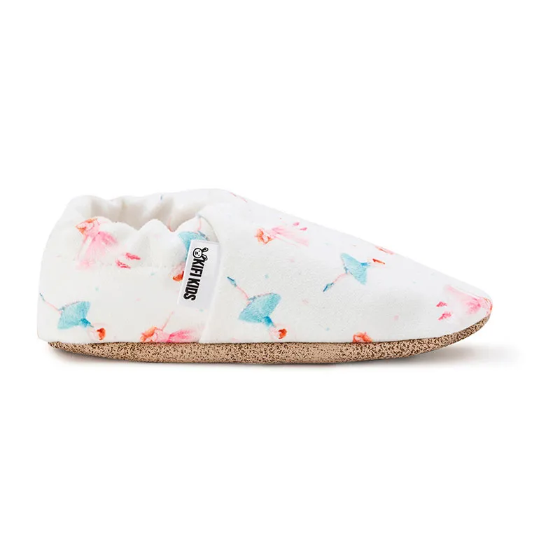 Chaussons Ballerine BIO - Blanc/Rose/Bleu-1